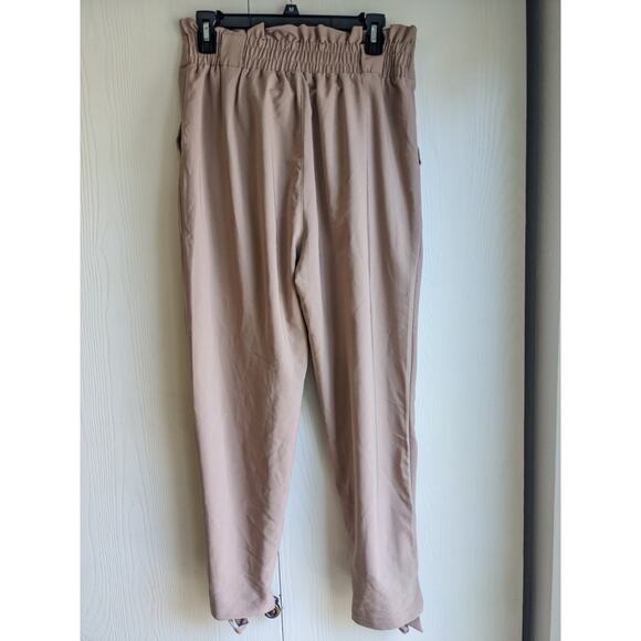 Liumilac Women Tan High Waist With Pockets Bow-knot Cropped Dress Pants Size L - Picture 4 of 9